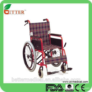 Высокая светло-красная стальная инвалидная коляска с функцией возврата назад
